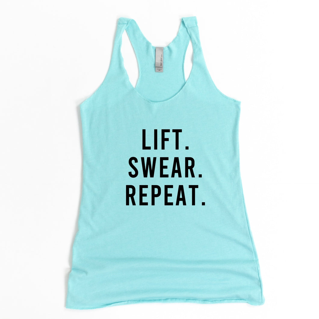 Lift. Swear. Repeat. Racerback Tank - Gym Babe Apparel
