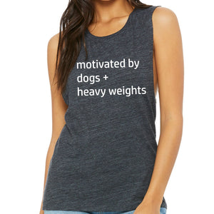 Motivated By Dogs and Heavy Weights Muscle Tank - Gym Babe Apparel