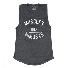 Load image into Gallery viewer, Muscles Then Mimosas Muscle Tank - Gym Babe Apparel
