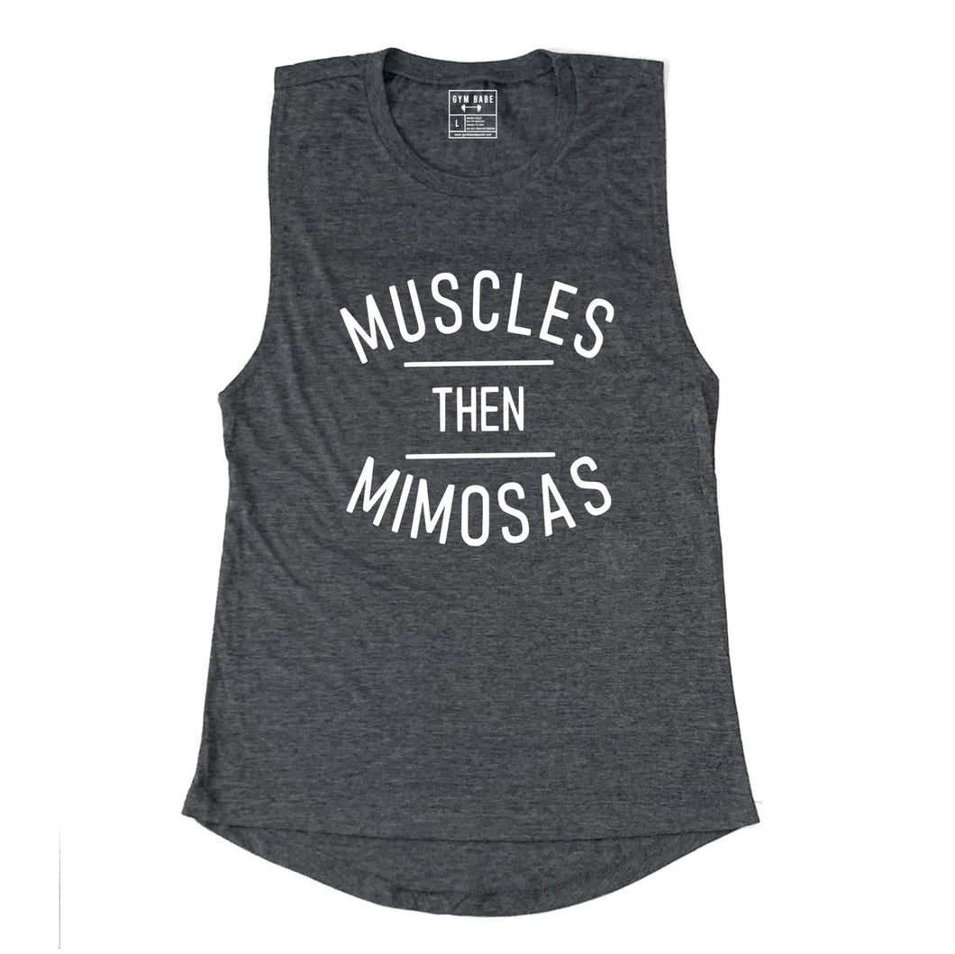 Muscles Then Mimosas Muscle Tank - Gym Babe Apparel