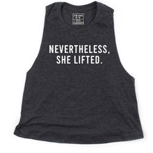 Load image into Gallery viewer, Nevertheless She Lifted Crop Top - Gym Babe Apparel
