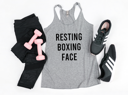 Resting Boxing Face - Racerback Tank - Gym Babe Apparel