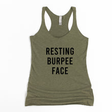 Load image into Gallery viewer, Resting Burpee Face Racerback Tank - Gym Babe Apparel
