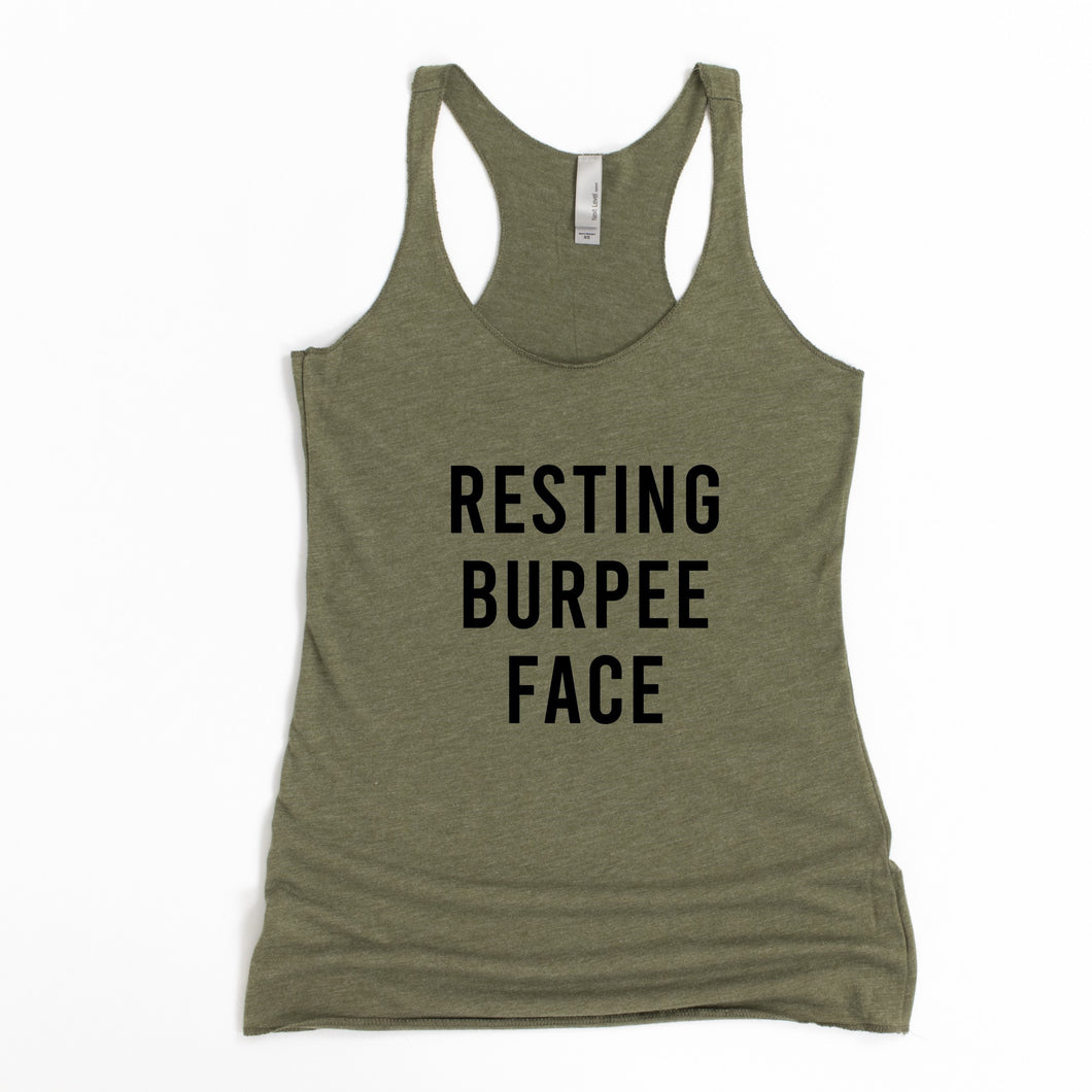Resting Burpee Face Racerback Tank - Gym Babe Apparel