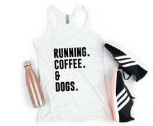 Load image into Gallery viewer, Running Coffee And Dogs- Racerback Tank - Gym Babe Apparel
