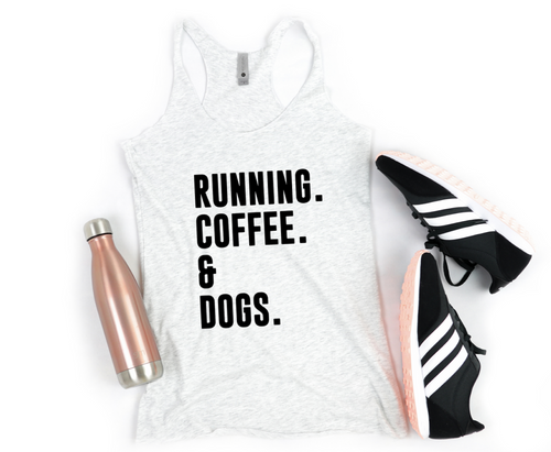 Running Coffee And Dogs- Racerback Tank - Gym Babe Apparel