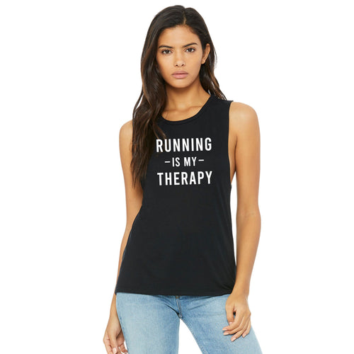 Running Is My Therapy Muscle Tank - Gym Babe Apparel