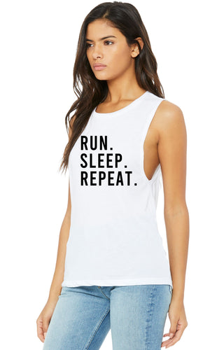 Run Sleep Repeat Muscle Tank - Gym Babe Apparel
