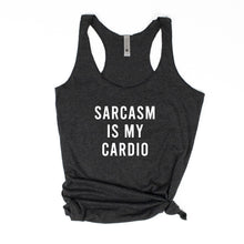 Load image into Gallery viewer, Sarcasm Is My Cardio Racerback Tank - Gym Babe Apparel
