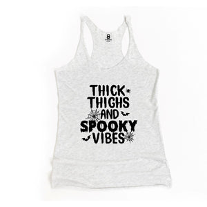 Thick Thighs and Spooky Vibes Racerback Tank - Gym Babe Apparel