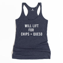 Load image into Gallery viewer, Will Lift For Chips and Queso Racerback Tank - Gym Babe Apparel
