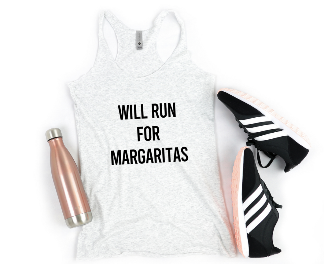 Will Run For Margaritas - Racerback Tank - Gym Babe Apparel