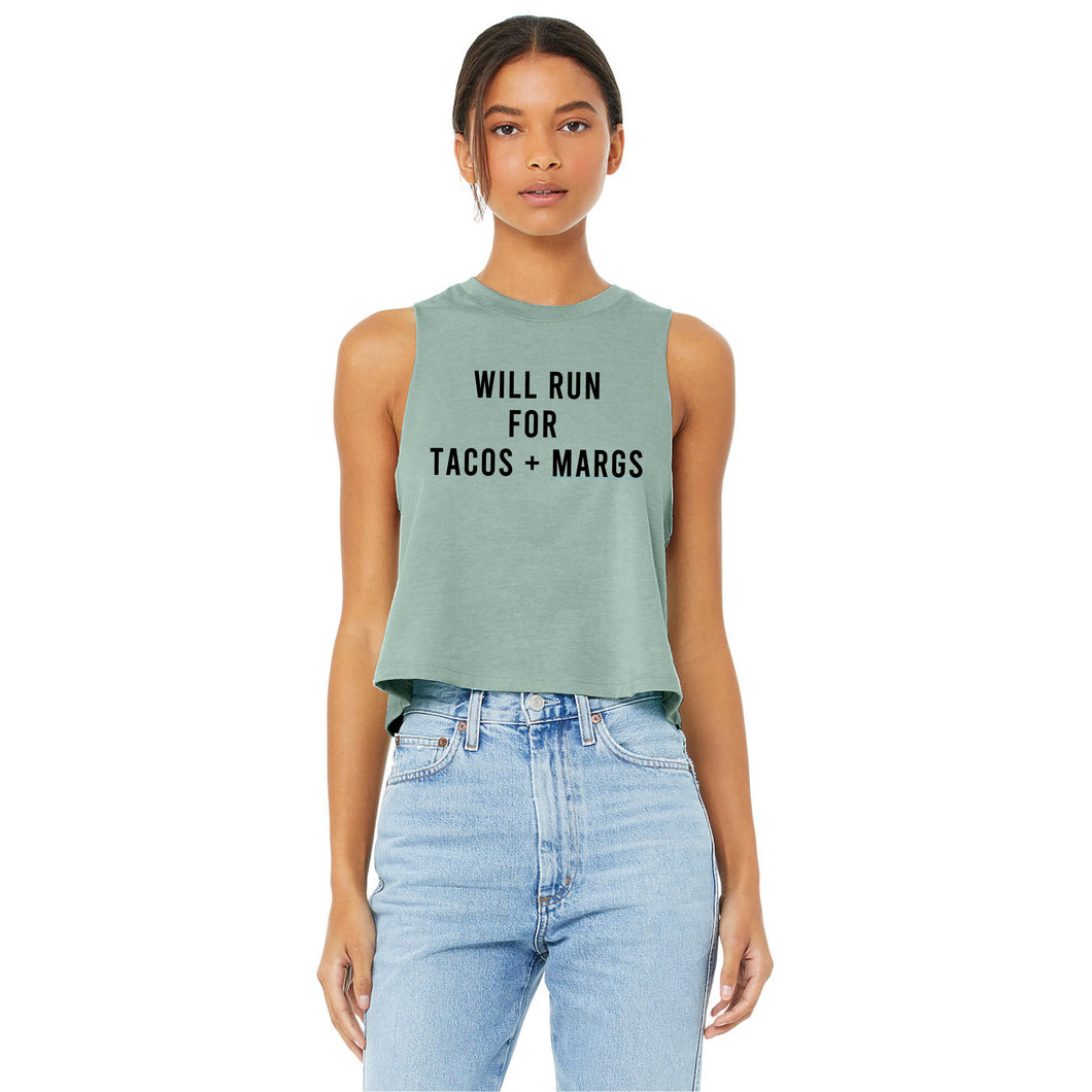 Will Run For Tacos and Margs Crop Top - Gym Babe Apparel