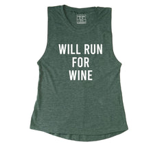 Load image into Gallery viewer, Will Run For Wine Muscle Tank - Gym Babe Apparel
