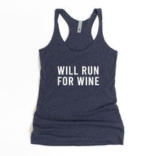 Load image into Gallery viewer, Will Run For Wine Racerback Tank - Gym Babe Apparel
