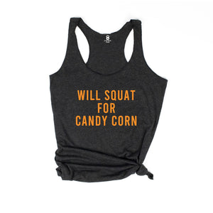 Will Squat For Candy Corn Racerback Tank - Gym Babe Apparel