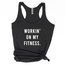 Load image into Gallery viewer, Workin&#39; On My Fitness Racerback Tank - Gym Babe Apparel
