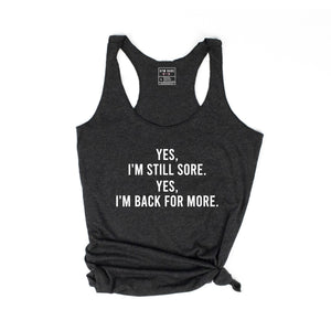 Sore And Back For More Racerback Tank - Gym Babe Apparel